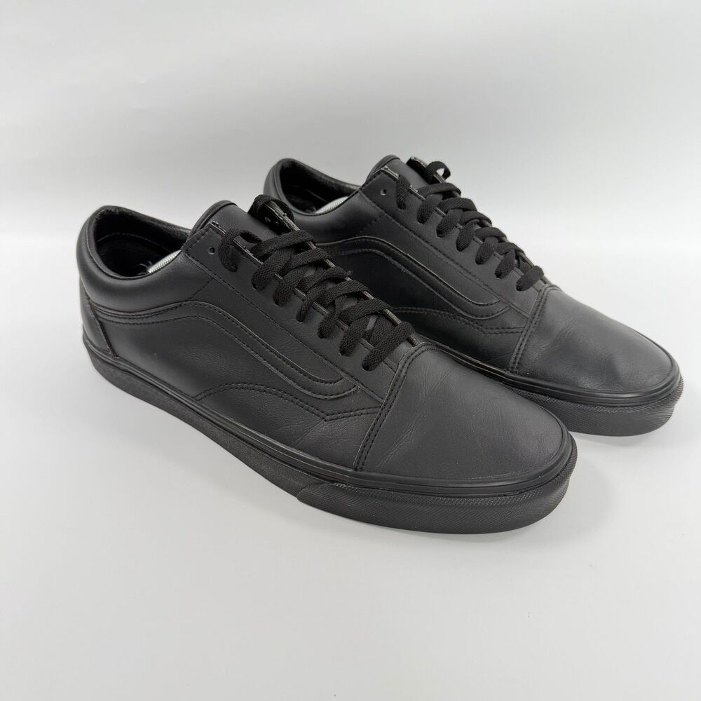 Vans Old Skool All Black Mono Leather Sneakers Shoes Men’s Size 13